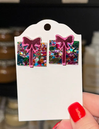 Electric Christmas Present Stud Earring