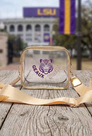 LSU clear & gold crossbody bag