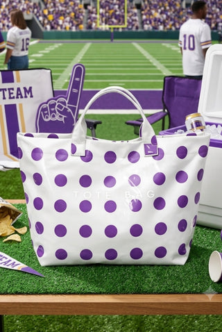 Purple Polka Dot Vinyl Tote Bag