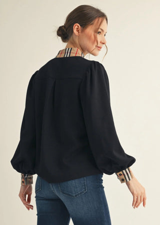 Jodifl Black with plaid contrast top