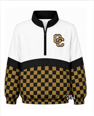 Ore City Rebels On the Go Pullover- Black & gold checkered