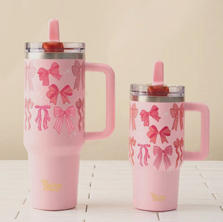 40 oz. Flip top Blushing bows tumbler