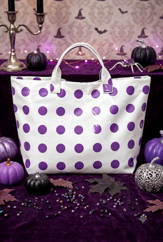 Purple Polka Dot Vinyl Tote Bag