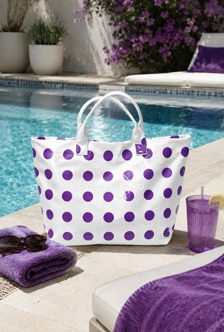 Purple Polka Dot Vinyl Tote Bag
