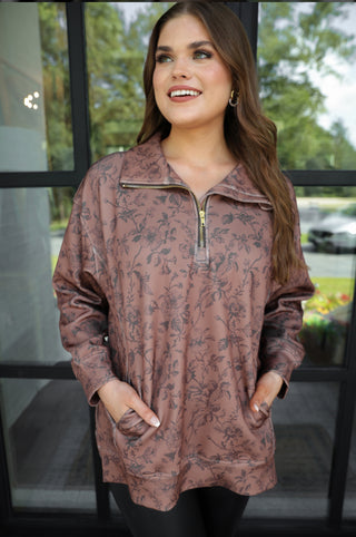 Everyday Pullover- Rosewood Bloom