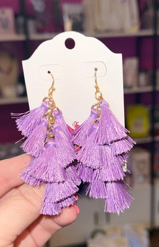 Purple Fringe Earrings