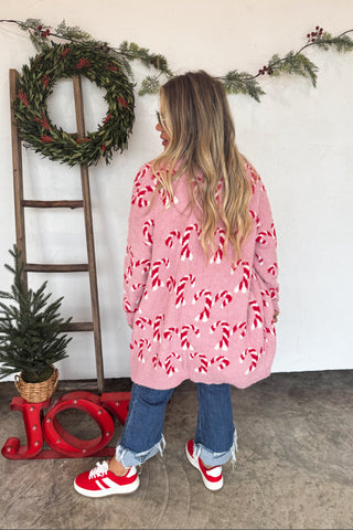 Christmas Cloud Cardigan- Candy Canes