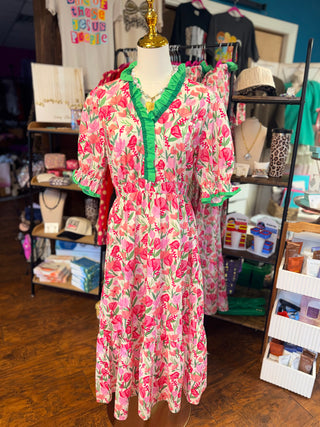 Umgee pink floral spring dress