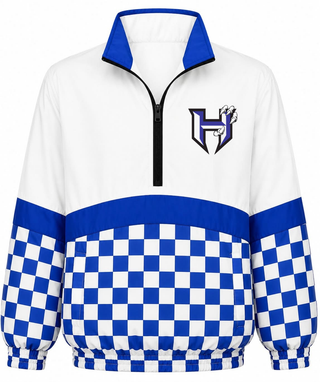 Hawkins Hawks On the Go Pullover- Blue checkered with H logo