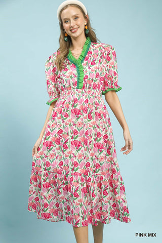 Umgee pink floral spring dress