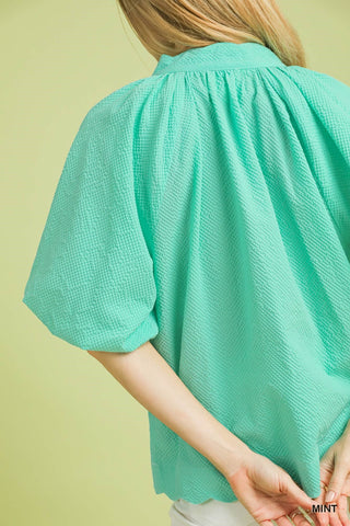 Umgee Mint scallop top