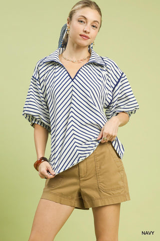 Umgee Blue Stripe Top