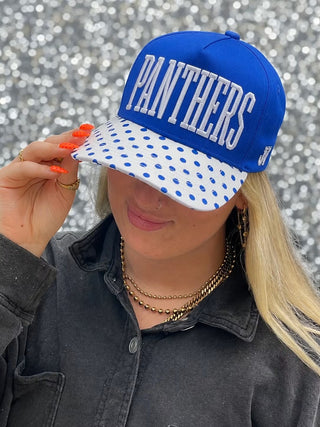 Panthers Polka Dot Hat, Royal Blue and White