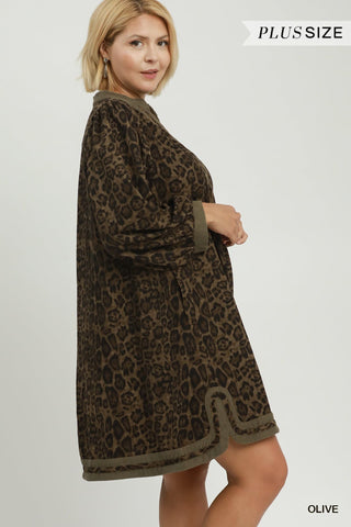 Umgee Leopard Puff Sleeve Tunic Dress