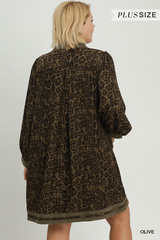 Umgee Leopard Puff Sleeve Tunic Dress