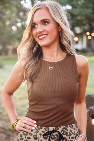 Destiny ribbed bodysuit- chocolate