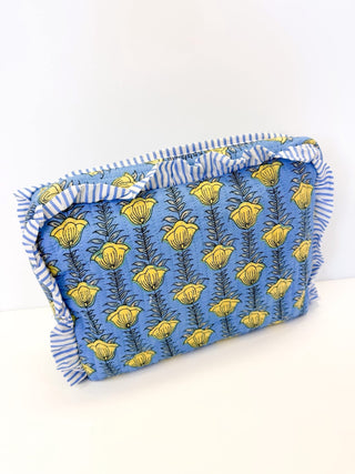 Quilted Makeup Bag with ruffle trim