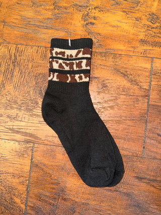 Black & leopard socks