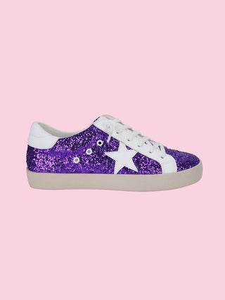 Purple glitter sneakers