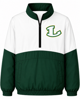 Longview Lobos On the Go Pullover- Solid greenwith L logo