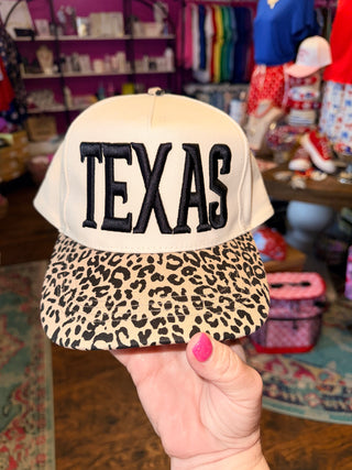 Texas Embroidered Cap with Chic Leopard Print Bill