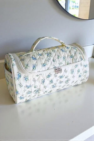 Quilted Floral Cosmetic Case, Pastel