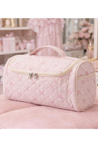 Quilted Floral Cosmetic Case, Pastel