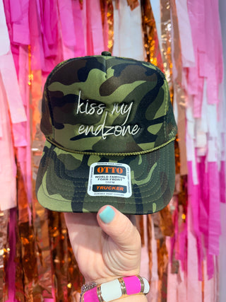 Kiss My Endzone Trucker Hat, Camo