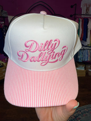 Dilly Dallying Canvas Hat, Pink Pinstripe