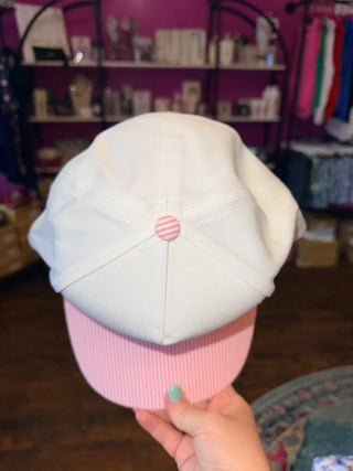 Dilly Dallying Canvas Hat, Pink Pinstripe