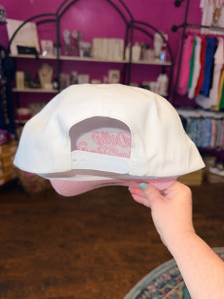 Dilly Dallying Canvas Hat, Pink Pinstripe