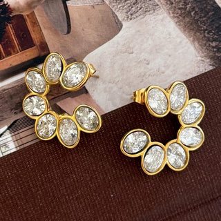 Chansuttpearls Crystal C Hoop earring