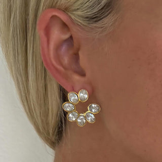 Chansuttpearls Crystal C Hoop earring