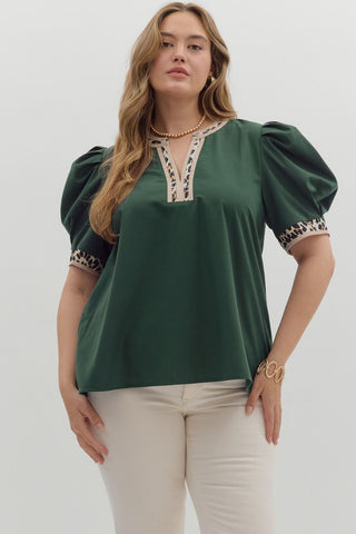 Entro Hunter Green with leopard trim top