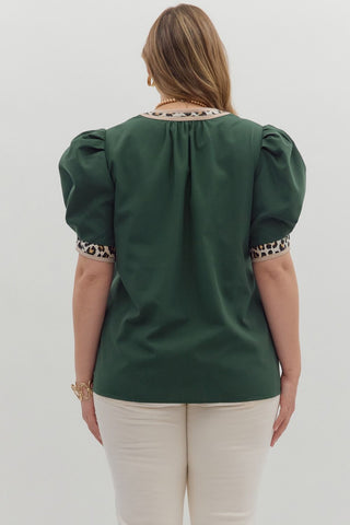 Entro Hunter Green with leopard trim top