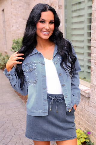 PREORDER- Stella Rhinestone Denim Jacket