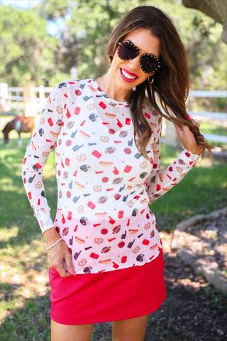 PREORDER- Alyssa Mesh Top- Red Tailgate