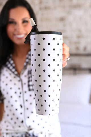 White Polka Dot Sleek Tumbler