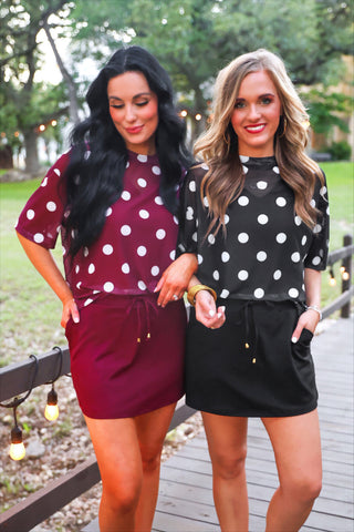 PREORDER- Emma Mesh Tee- After Dark Polka Dot