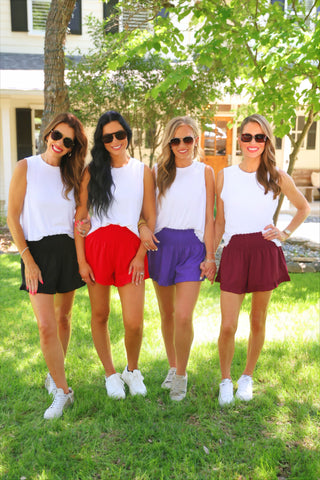 PREORDER- Sunny Strolls High Waisted Shorts- Maroon