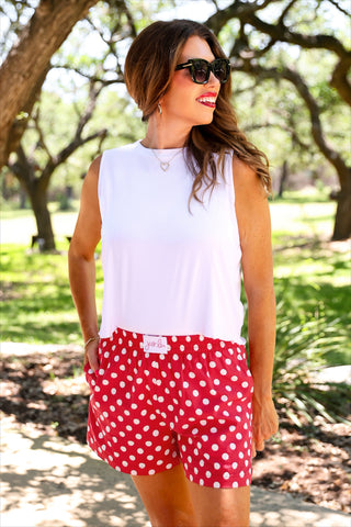 PREORDER- Easy Win Polka Dot Boxer Shorts- Red