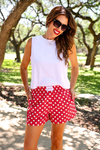 PREORDER- Easy Win Polka Dot Boxer Shorts- Red