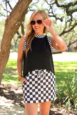 PREORDER- Checkmate Ribbed Tank- Black