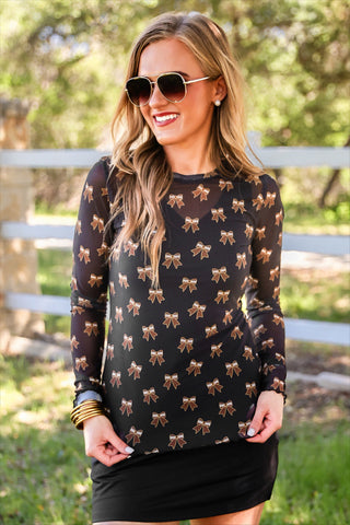 PREORDER- Alyssa Mesh Top- Football Bows