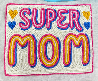 PREORDER-Beaded Coin Purse- Super Mom