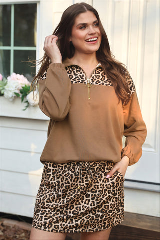 Mia Printed Pullover- Safari Chic