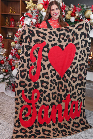 I Love Santa Leopard Blanket