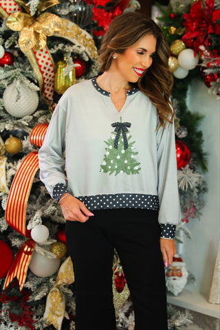 PREORDER- Polka Dot Bow Tree Pullover