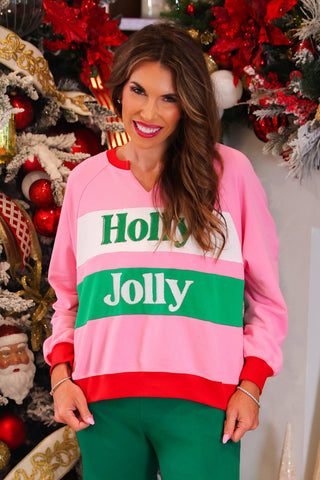 PREORDER- Holly Jolly Color Block Pullover