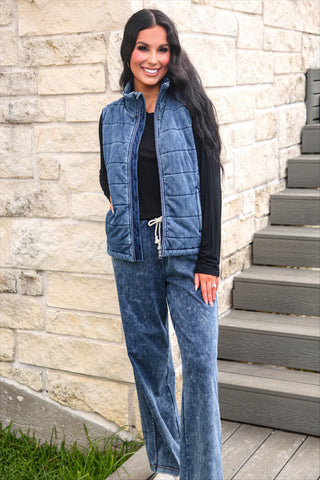 PREORDER- Refined Denim Wide Leg Pants- Light Wash